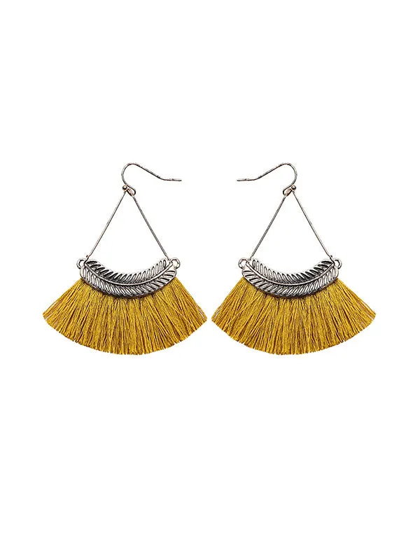 Vintage Fan-shaped Tassel Earrings