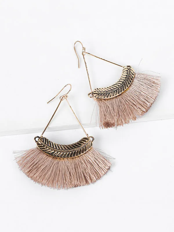 Vintage Fan-shaped Tassel Earrings