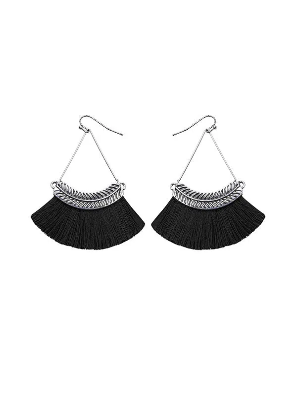 Vintage Fan-shaped Tassel Earrings