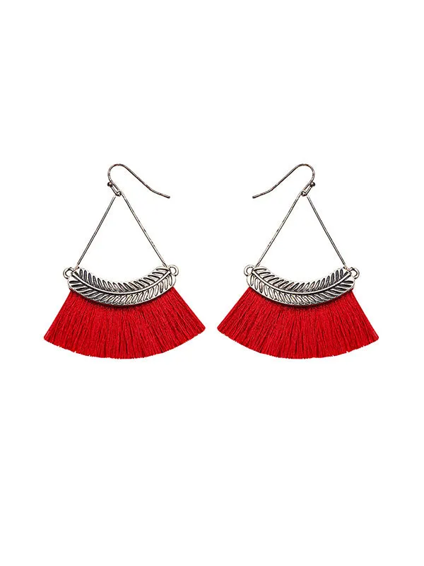 Vintage Fan-shaped Tassel Earrings