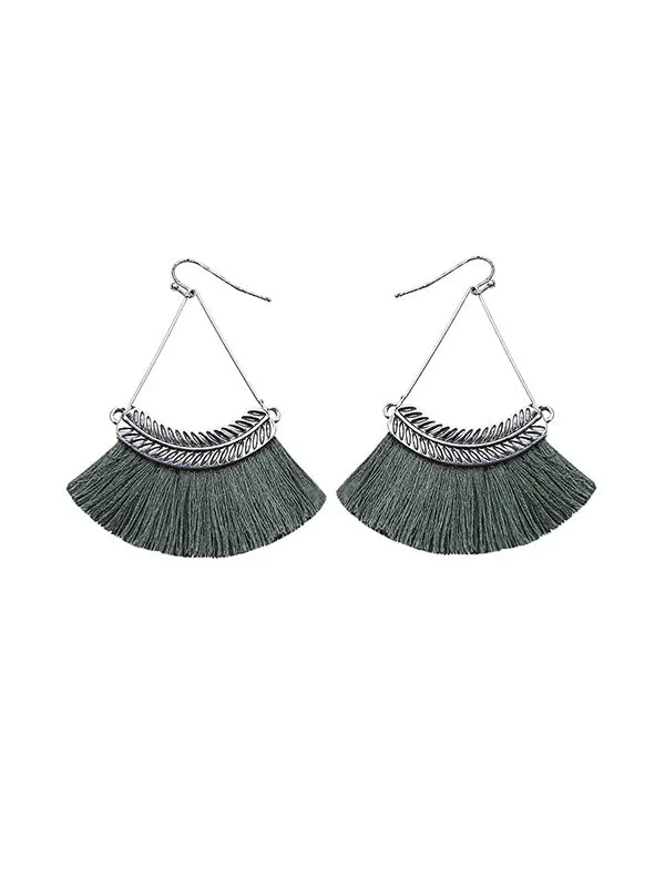 Vintage Fan-shaped Tassel Earrings