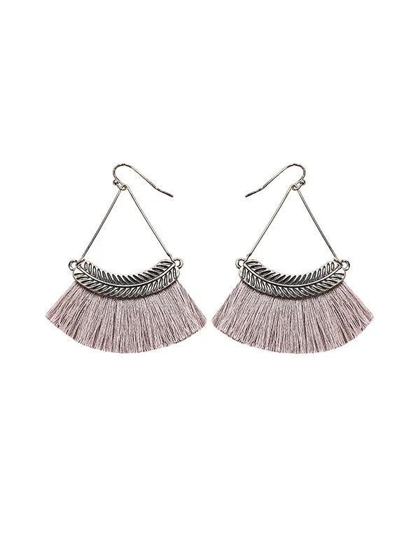 Vintage Fan-shaped Tassel Earrings