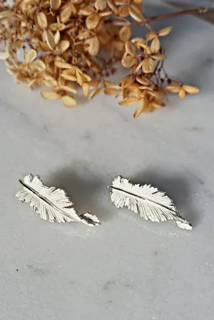 Vintage Feather  White Enamel Earrings