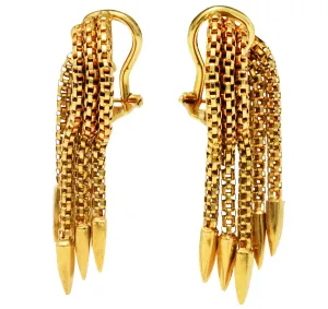 Vintage Italian 18 Karat Gold Tassel Ear-Clip Earrings