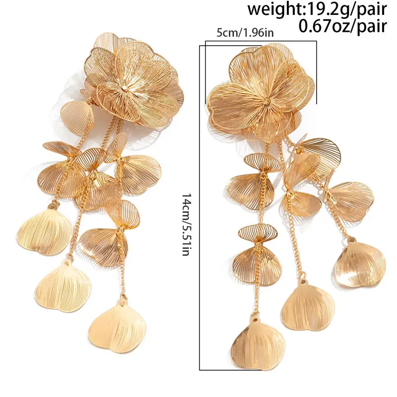Vintage Leaf Tassel Drop Earrings for Lady