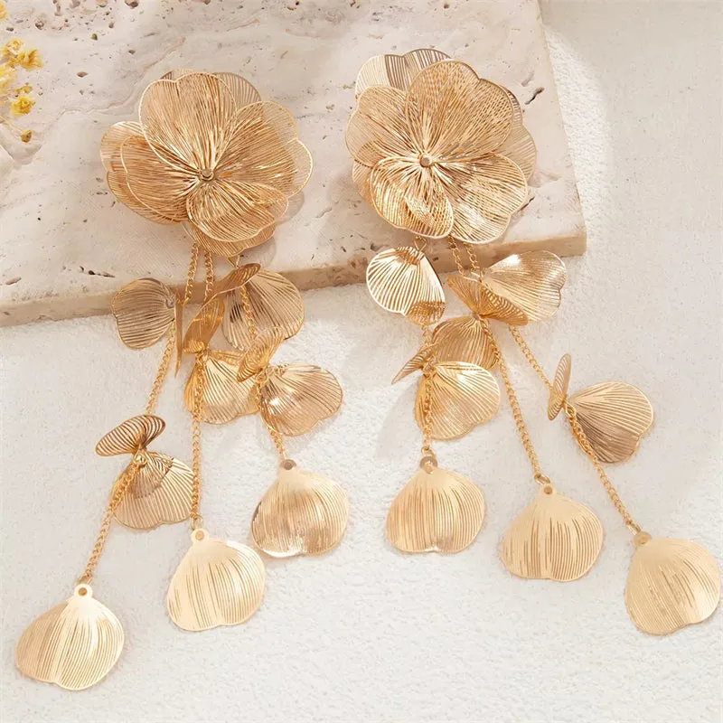 Vintage Leaf Tassel Drop Earrings for Lady