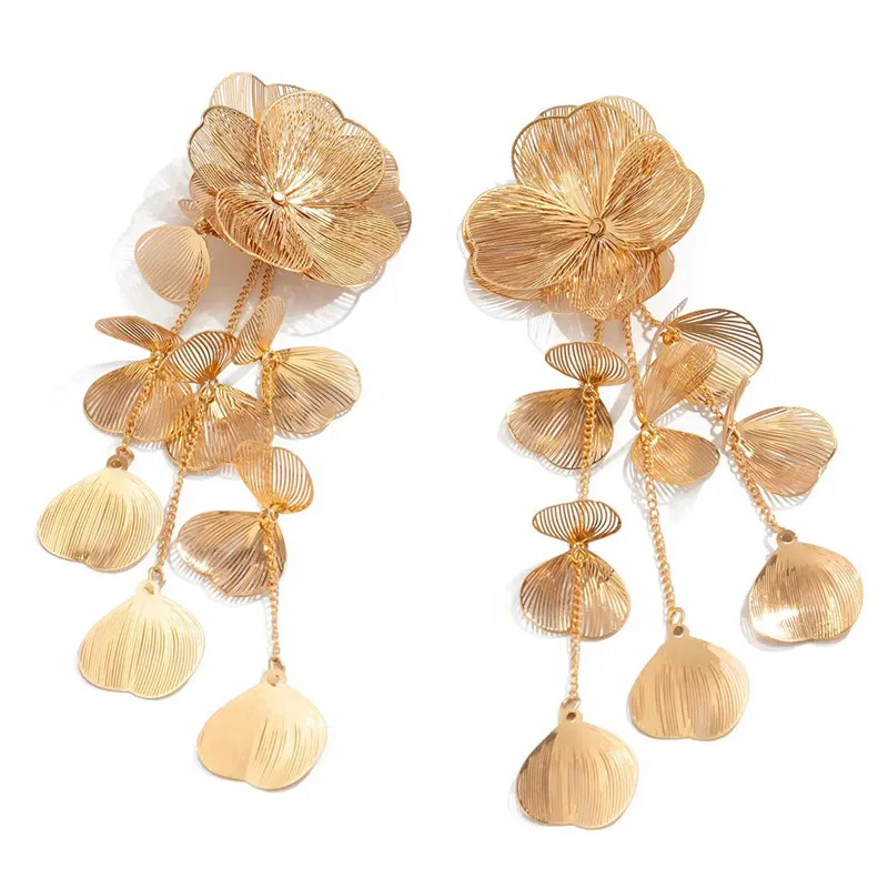 Vintage Leaf Tassel Drop Earrings for Lady