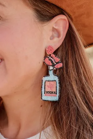 Vodka Bottle Beaded Earrings