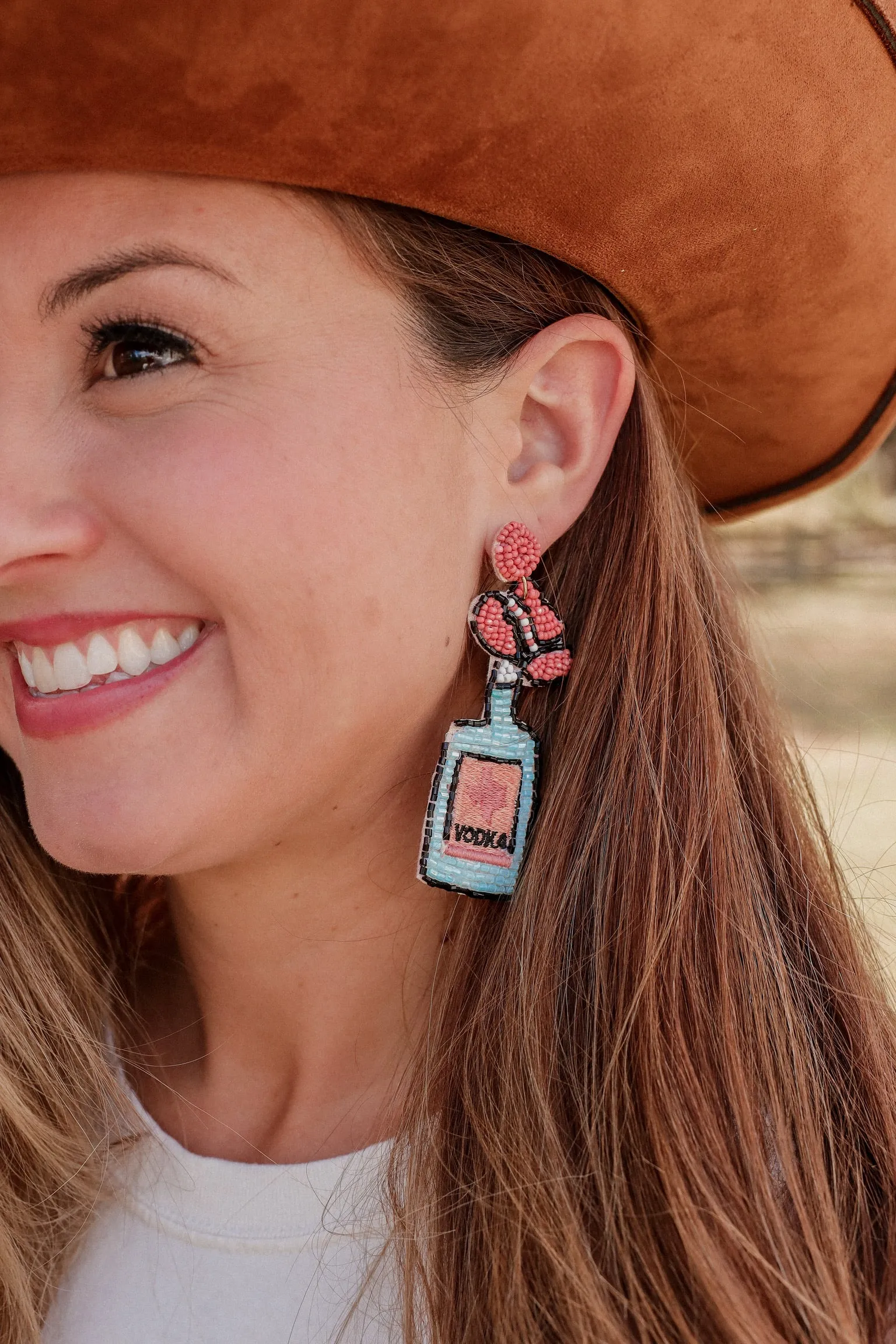 Vodka Bottle Beaded Earrings