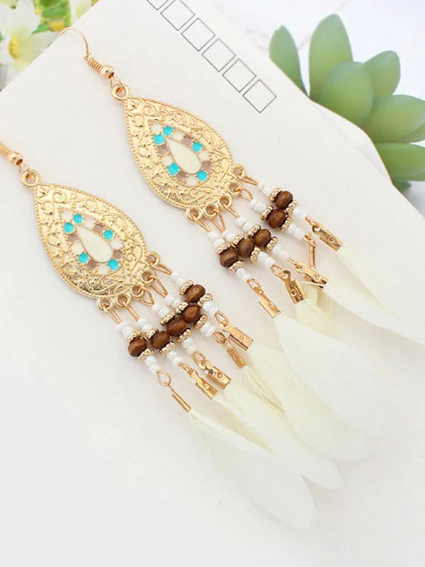Waterdrop Pattern Tassel Earrings
