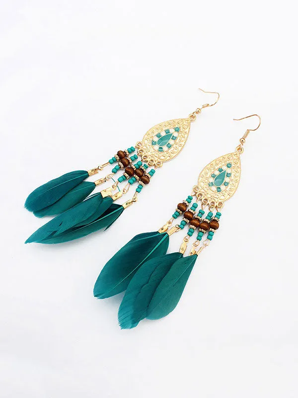 Waterdrop Pattern Tassel Earrings