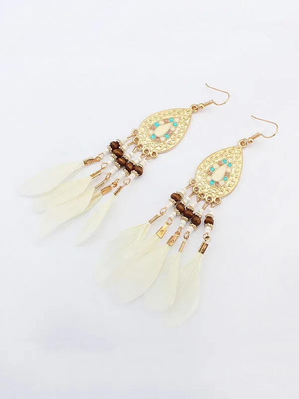 Waterdrop Pattern Tassel Earrings