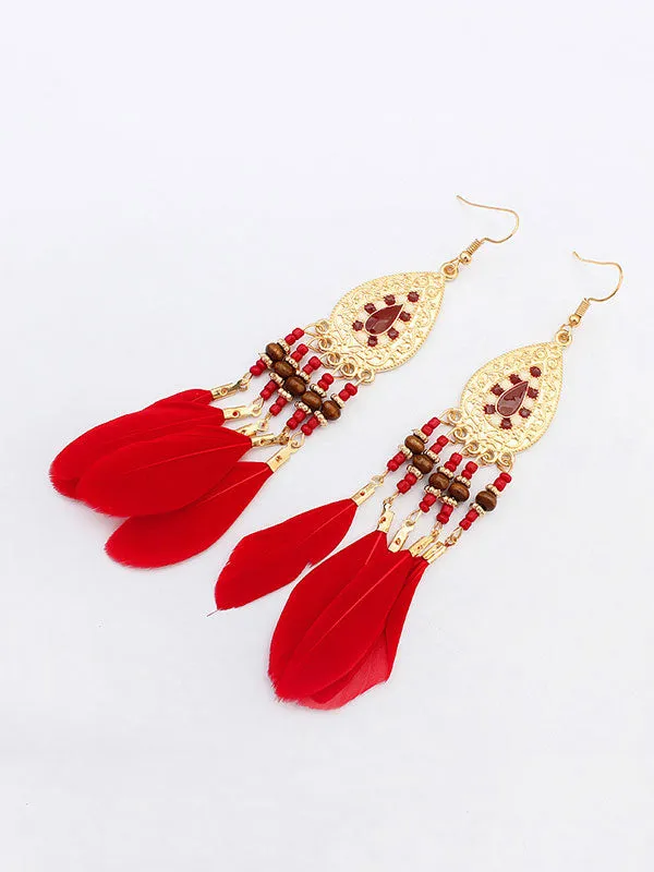 Waterdrop Pattern Tassel Earrings