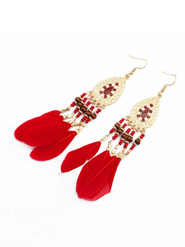 Waterdrop Pattern Tassel Earrings