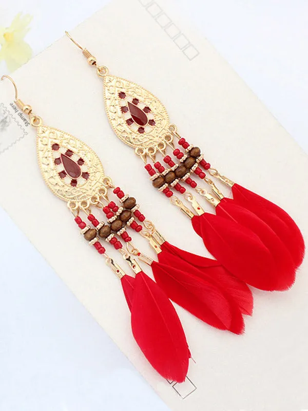 Waterdrop Pattern Tassel Earrings