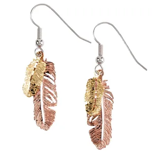 WE E161 Copper Plated Double Feather Earrings