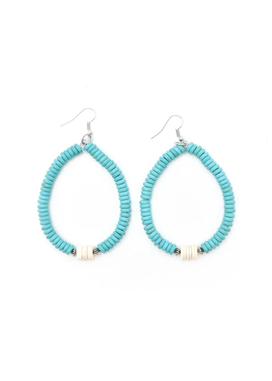 West and Co Turquoise and Ivory Beaded Teardrop Earrings
