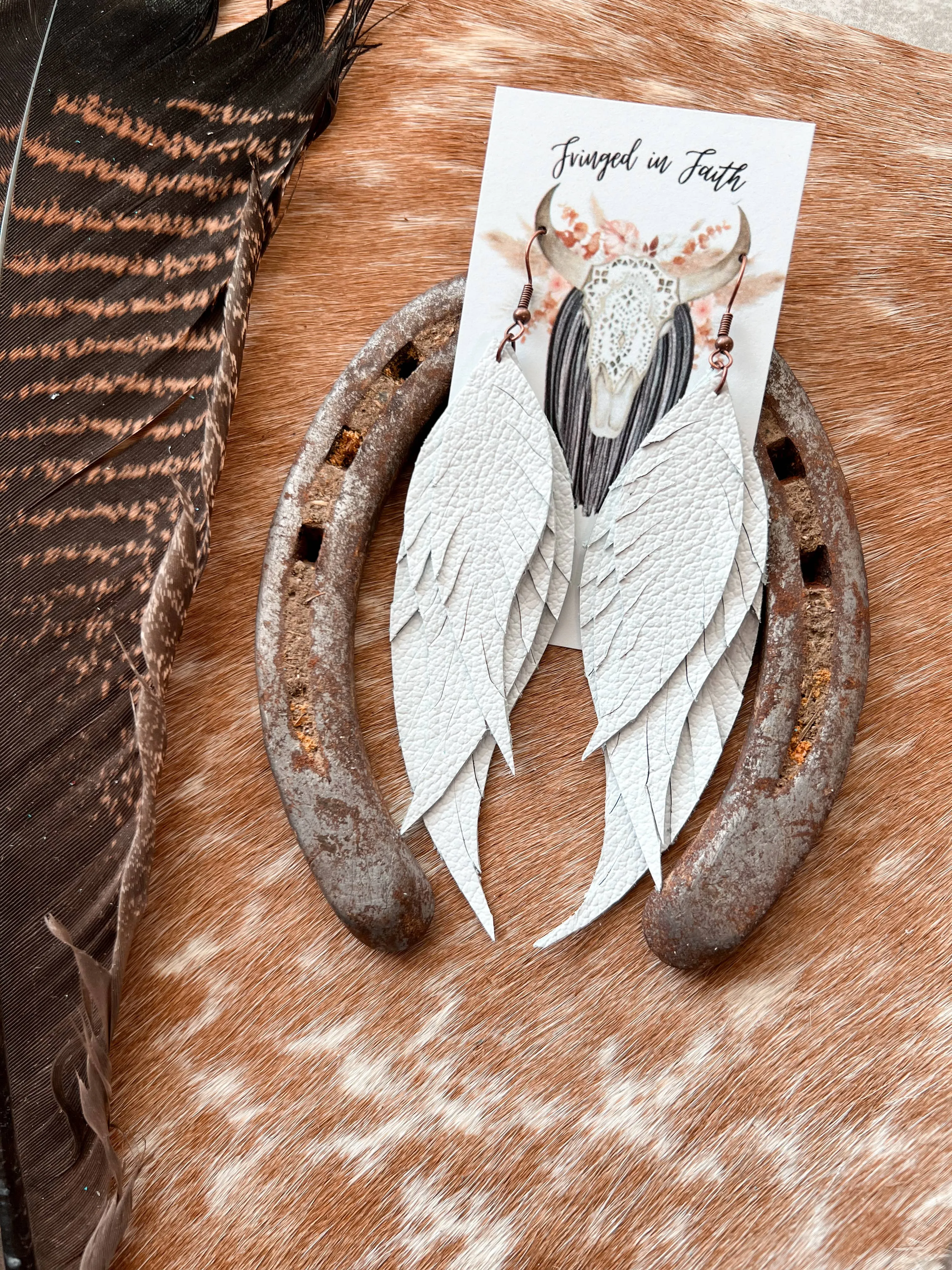 White 5 " Fringed in Faith Dawson Fringe Feather