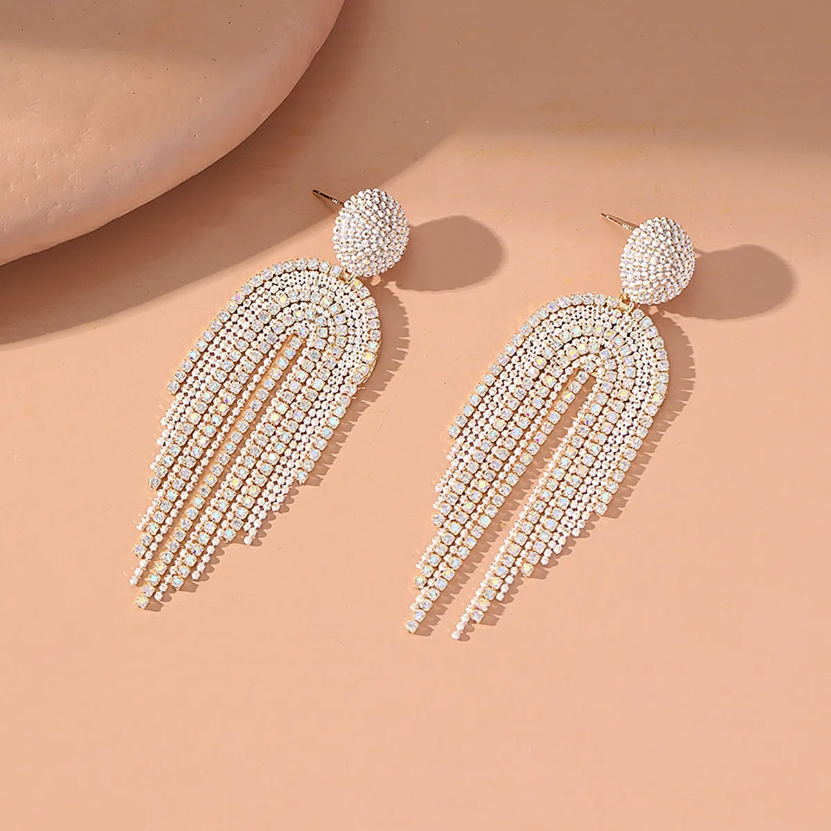 White Acrylic & Cubic Zirconia 18K Gold-Plated Tassel Drop Earrings