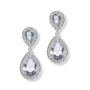 White Crystal Teardrop Earrings