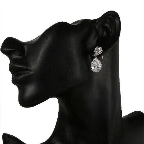 White Crystal Teardrop Earrings