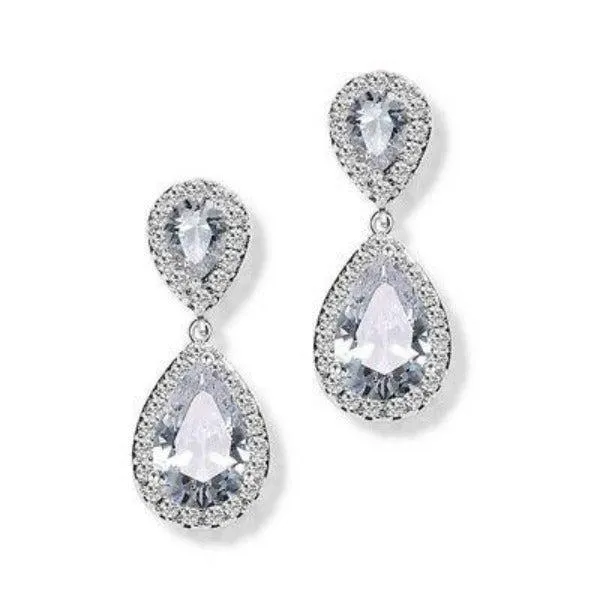 White Crystal Teardrop Earrings