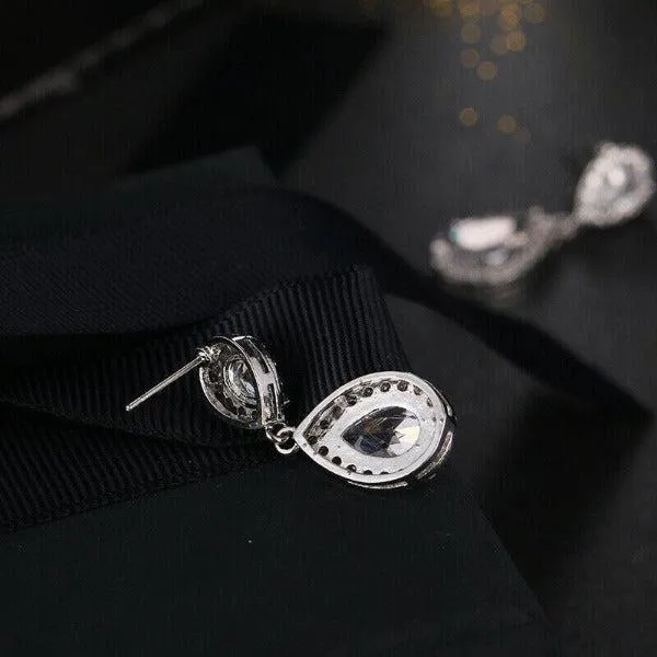White Crystal Teardrop Earrings