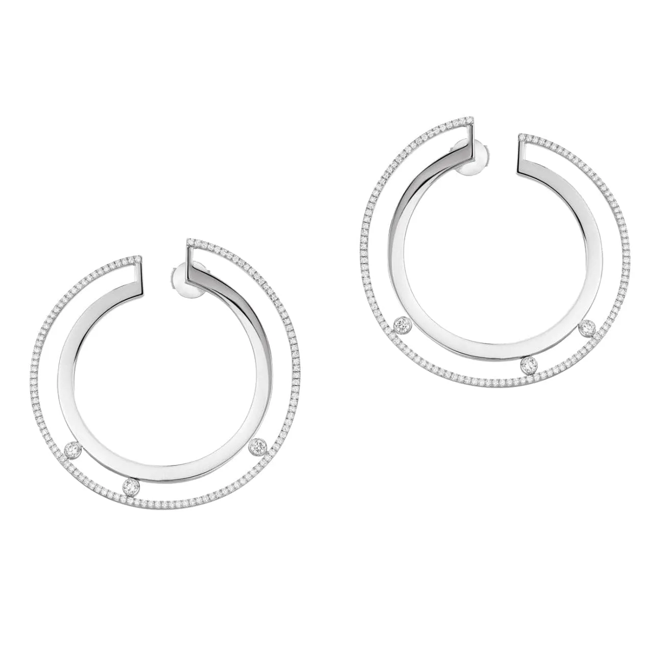 WHITE GOLD DIAMOND EARRINGS MOVE ROMANE LARGE HOOP