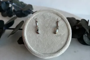 White Gold Moon Dangle Hoops