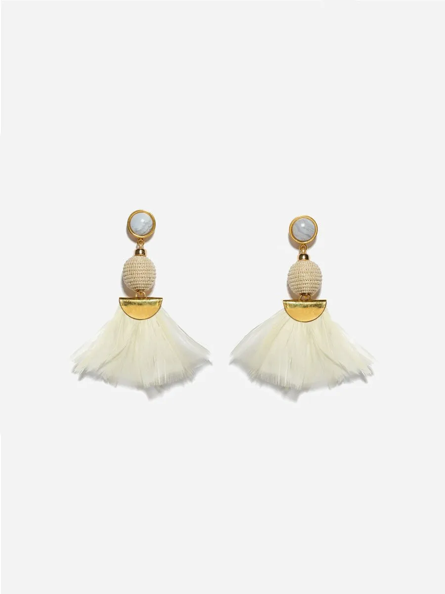 white parrot earrings