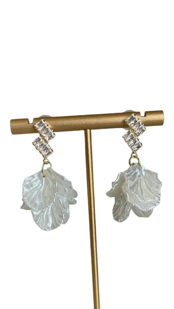 White Shell Dangle Earrings