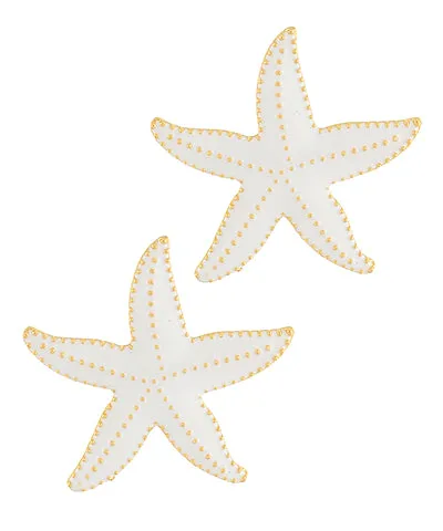 White Starfish Earrings