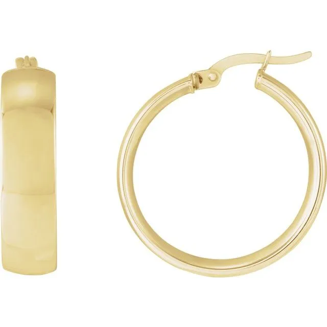 Wide 14K Gold Hoop Earrings