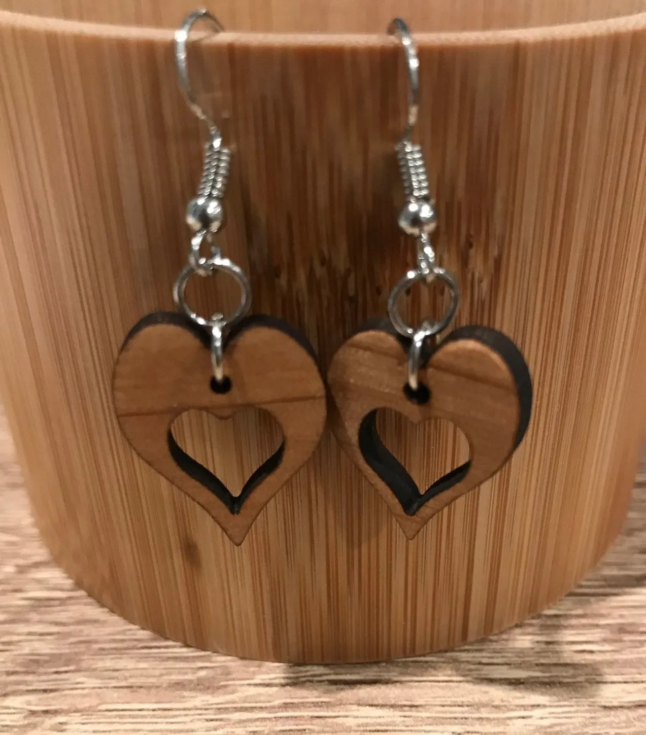 Wooden Heart Earrings
