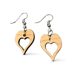 Wooden Heart Earrings