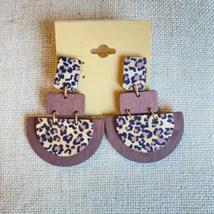 Wooden Leopard Earrings