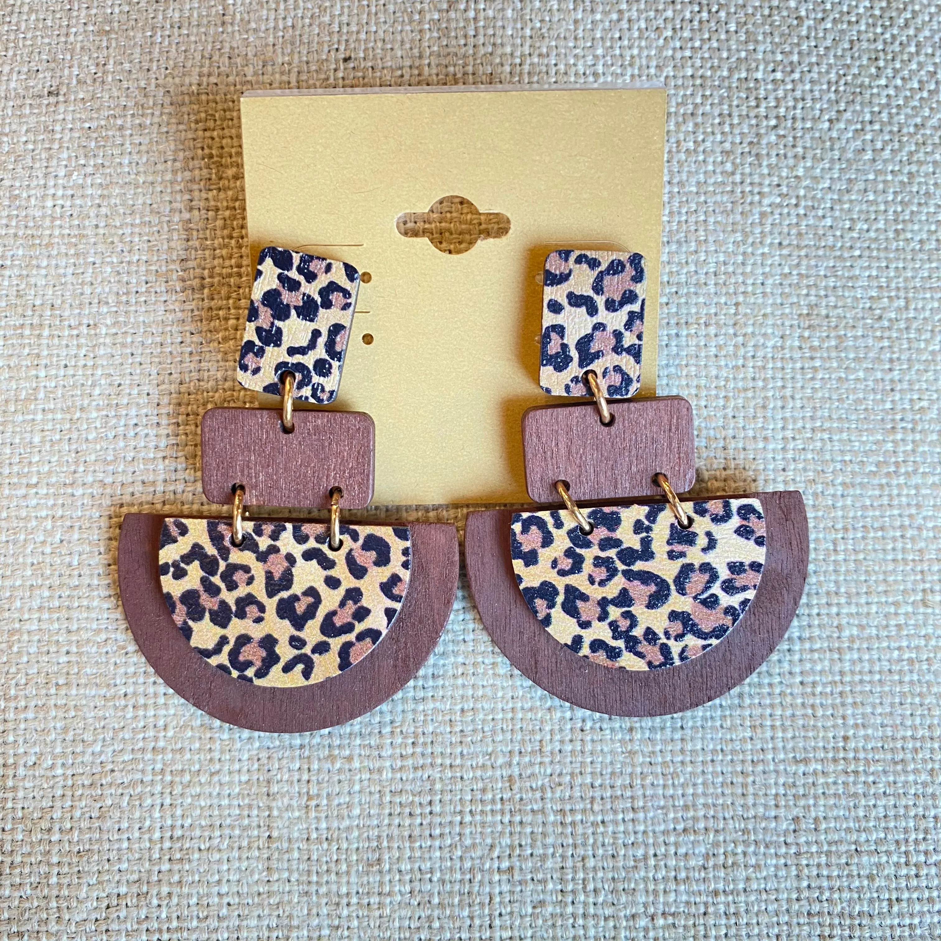Wooden Leopard Earrings