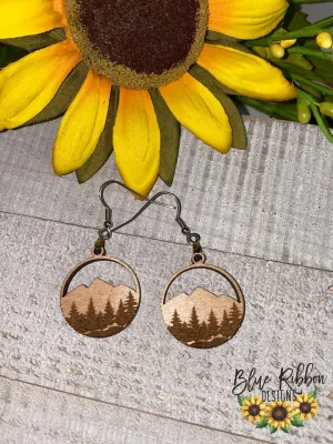 Wooden Mountain  Earrings