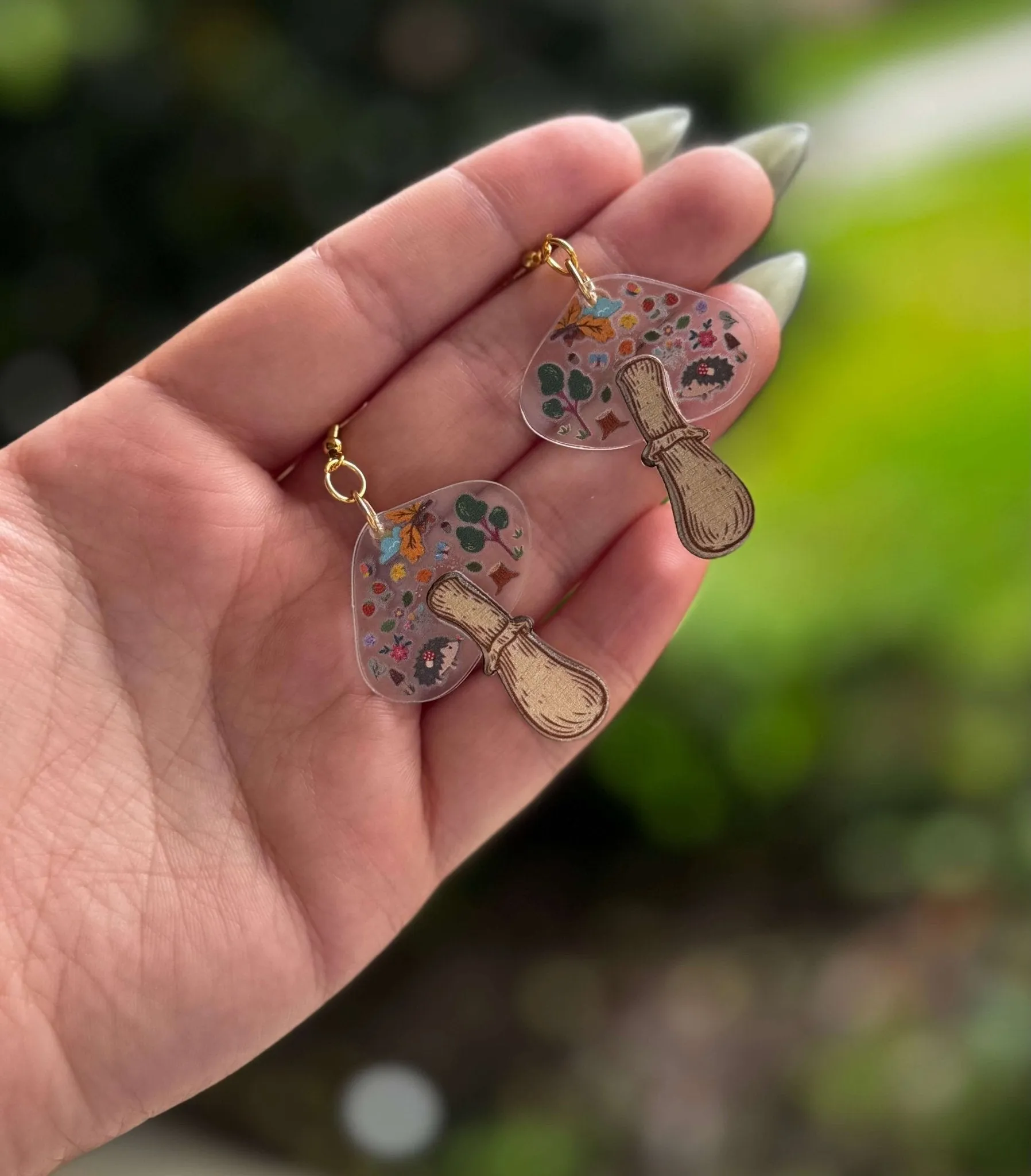 Wooden Toadstool Earrings