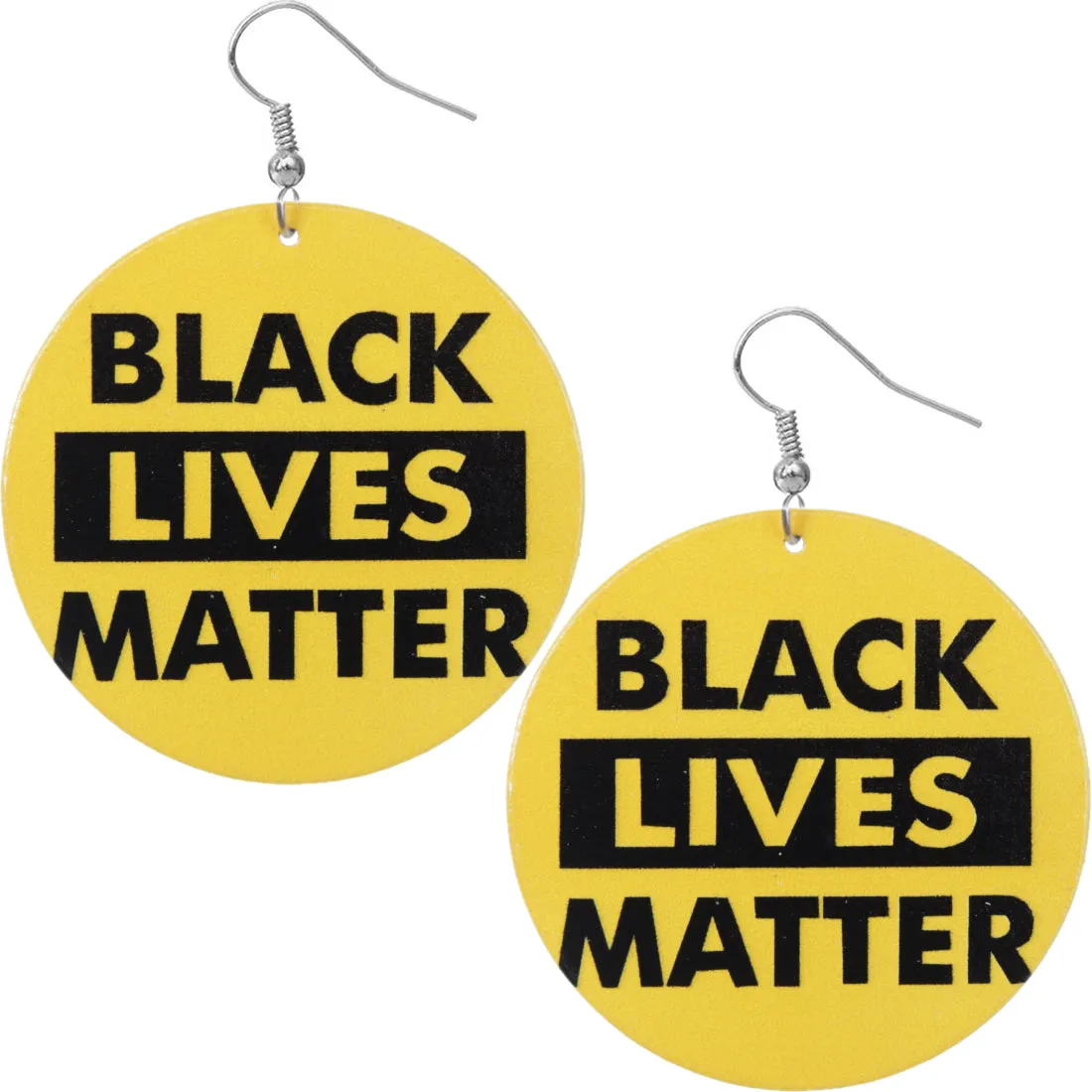 Yellow Black Lives Matter Round Earrings