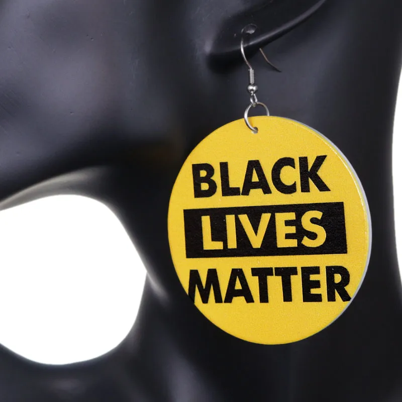 Yellow Black Lives Matter Round Earrings