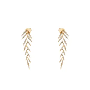 Yellow Gold & Diamond Allure Feather Earrings