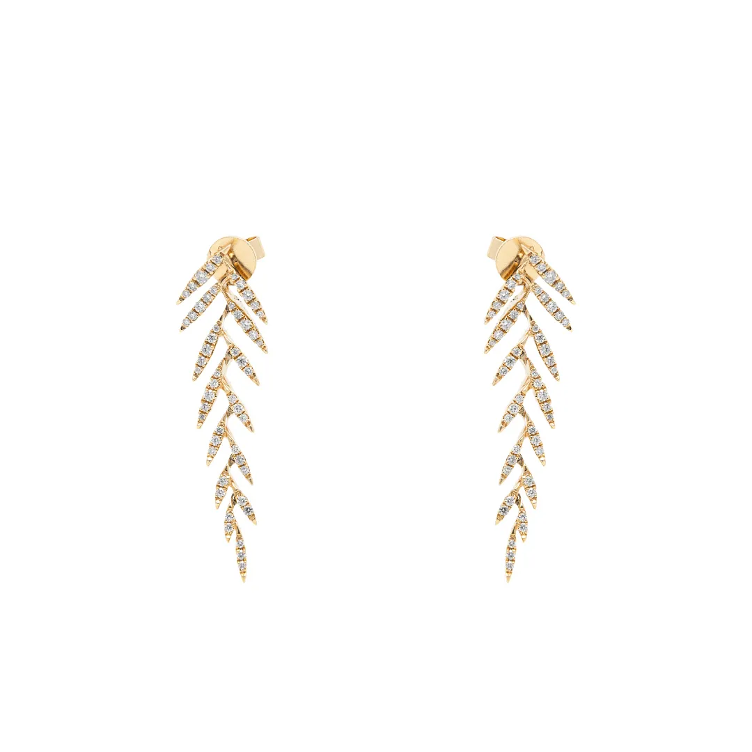 Yellow Gold & Diamond Allure Feather Earrings