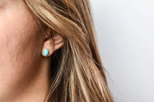 Yellow Gold Bezel Set Turquoise Earrings