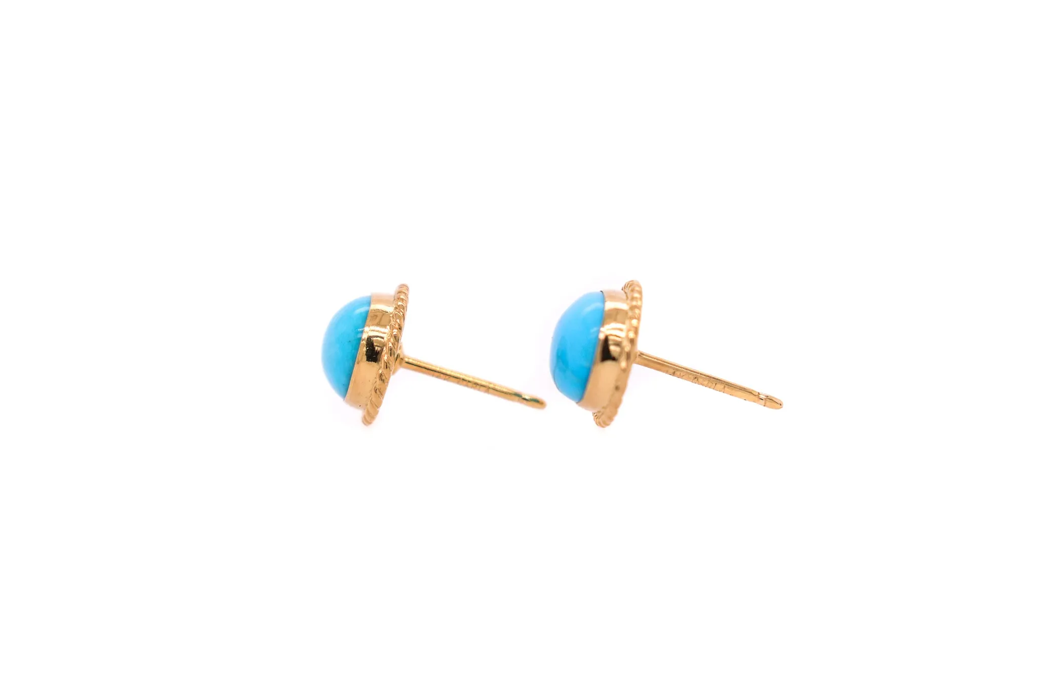 Yellow Gold Bezel Set Turquoise Earrings