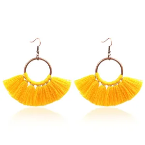 Yellow Polyster & 18K Gold-Plated Fan Tassel Drop Earrings