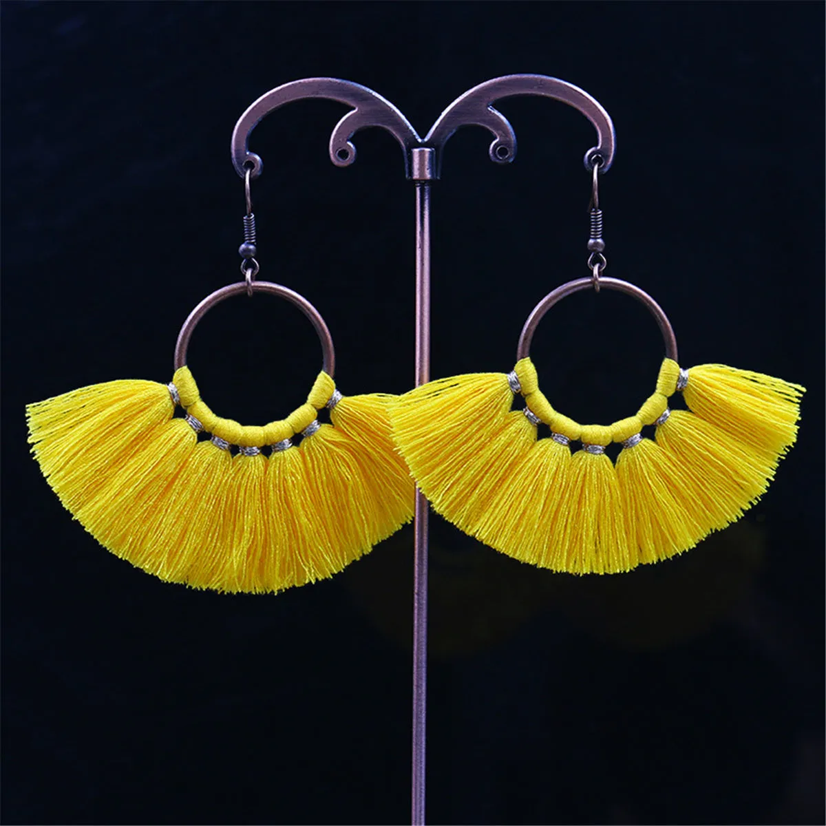 Yellow Polyster & 18K Gold-Plated Fan Tassel Drop Earrings