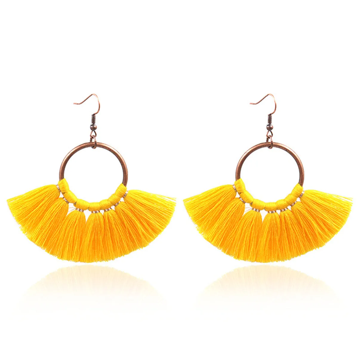 Yellow Polyster & 18K Gold-Plated Fan Tassel Drop Earrings