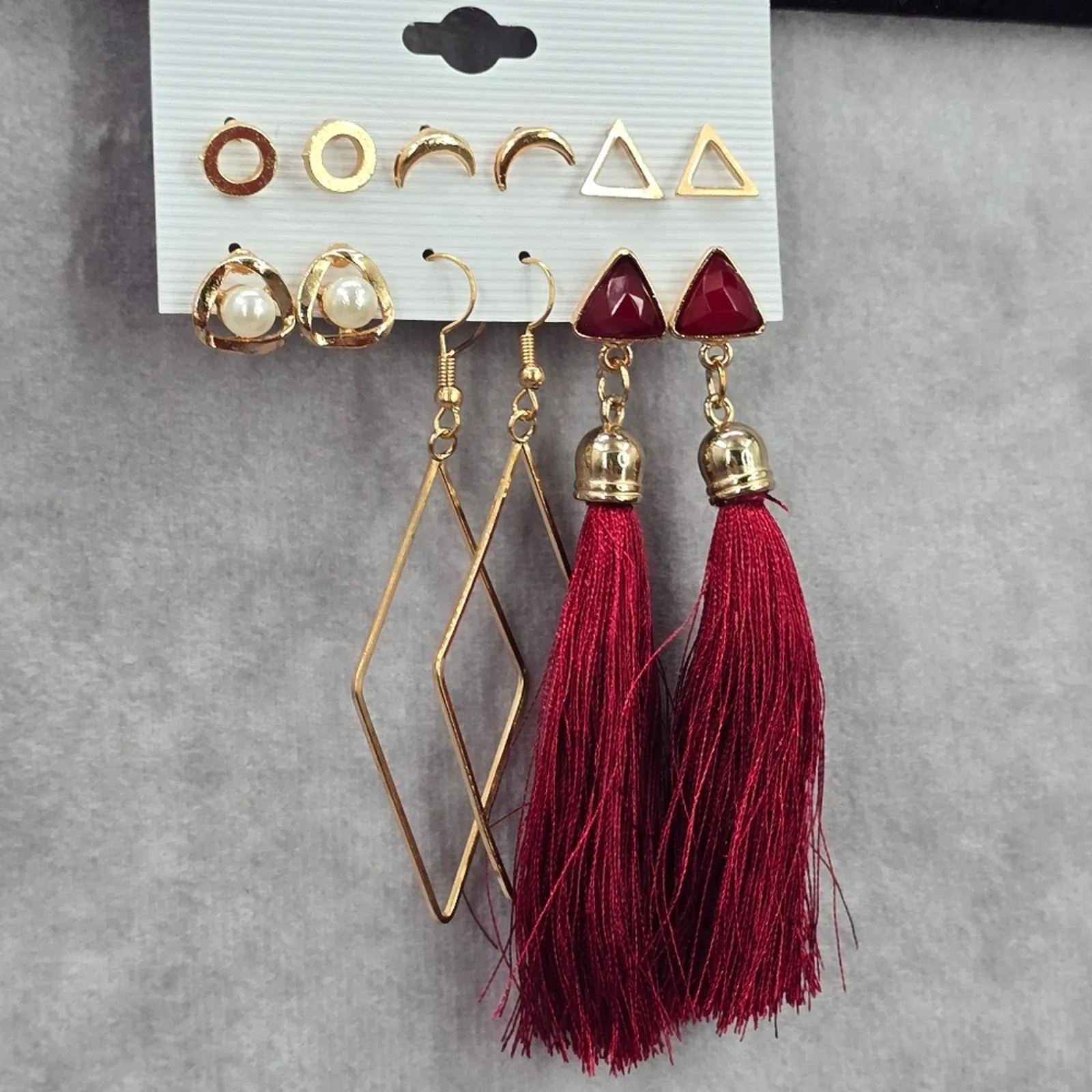 Zara Gold Red Tassel Drop Dangle Hook Fashion Jewelry Earrings NWT JB2-67