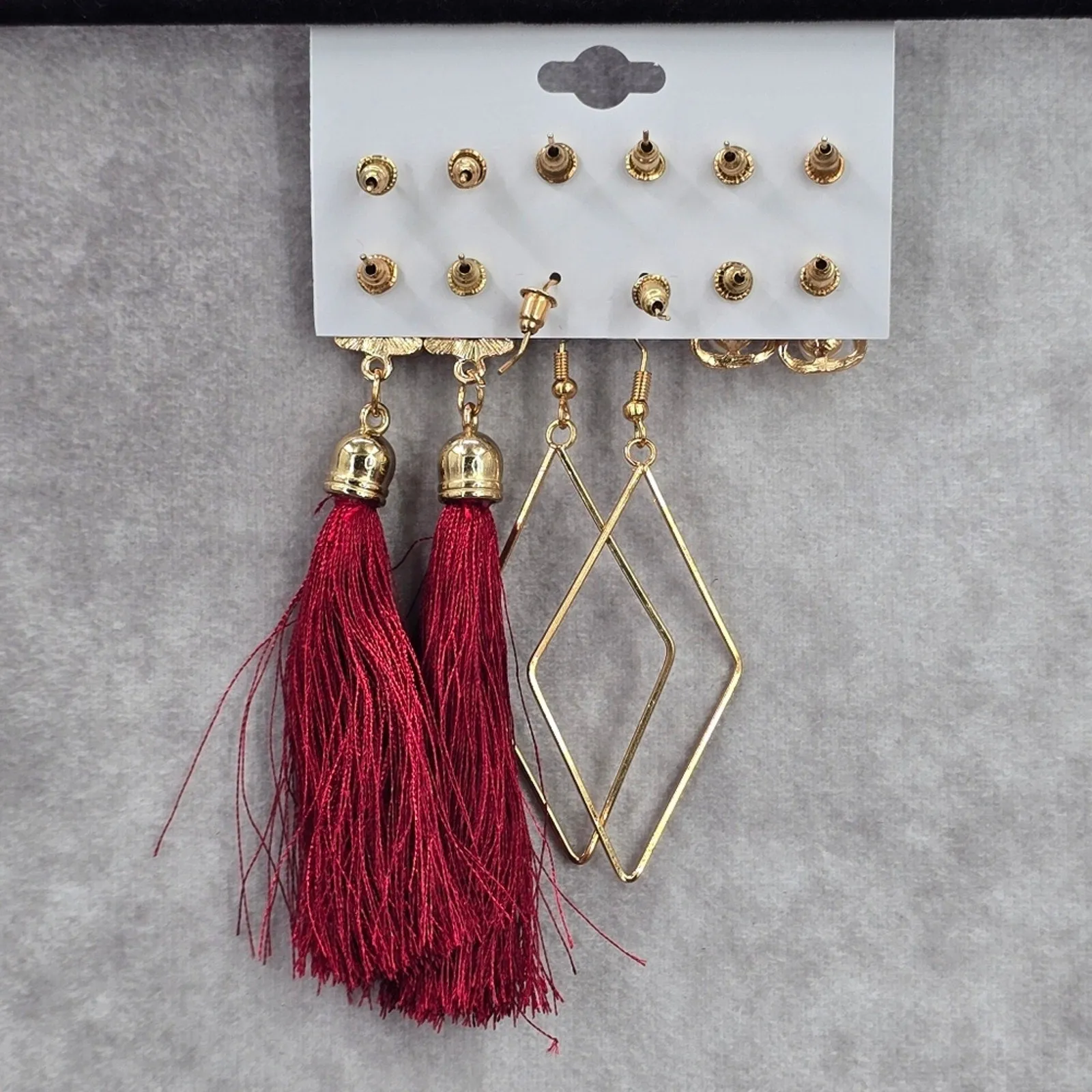 Zara Gold Red Tassel Drop Dangle Hook Fashion Jewelry Earrings NWT JB2-67